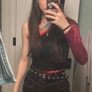 One Shoulder Long Sleeve tie dye multicolor top